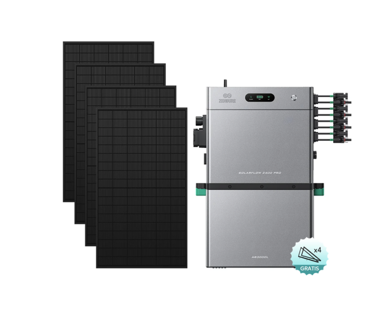 Zendure SolarFlow 2400 Pro + AB3000L-Batterie + 4 x 515-Watt-Solarpanels