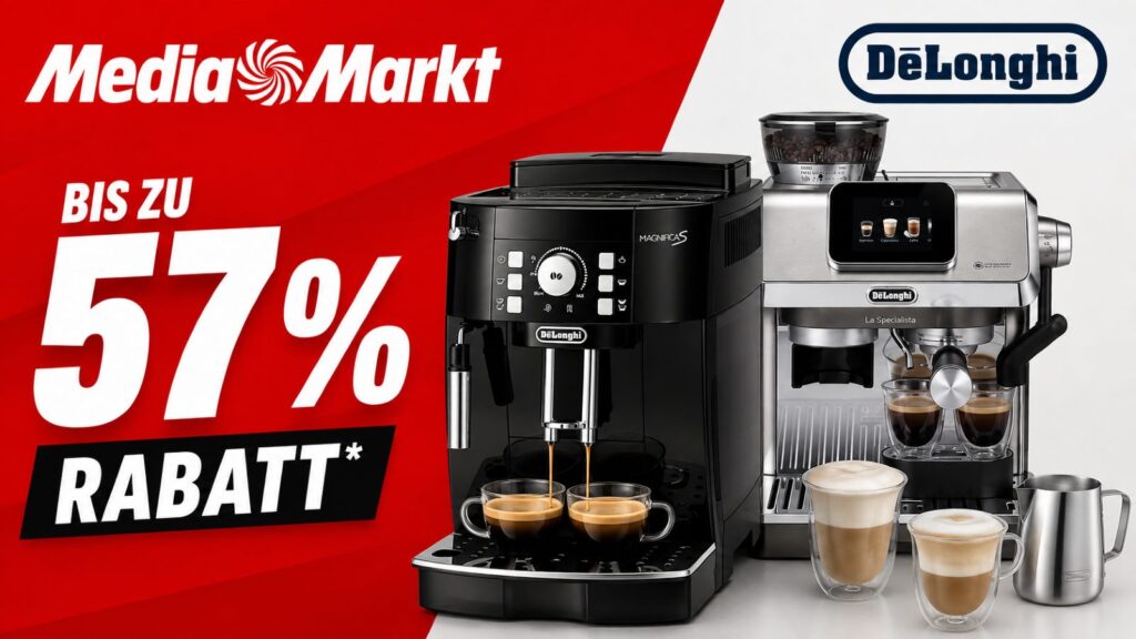 De’Longhi Brandweek bei MediaMarkt: Bis zu 57% auf Kaffeevollautomaten und Siebträger sparen