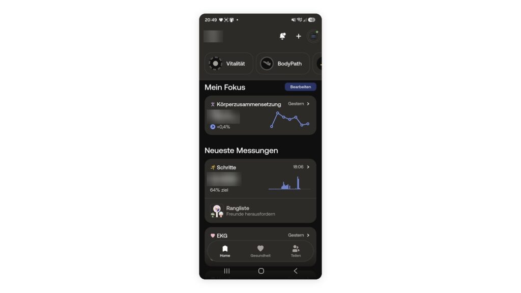 Withings BodyScan 2 Mein Fokus Übersicht