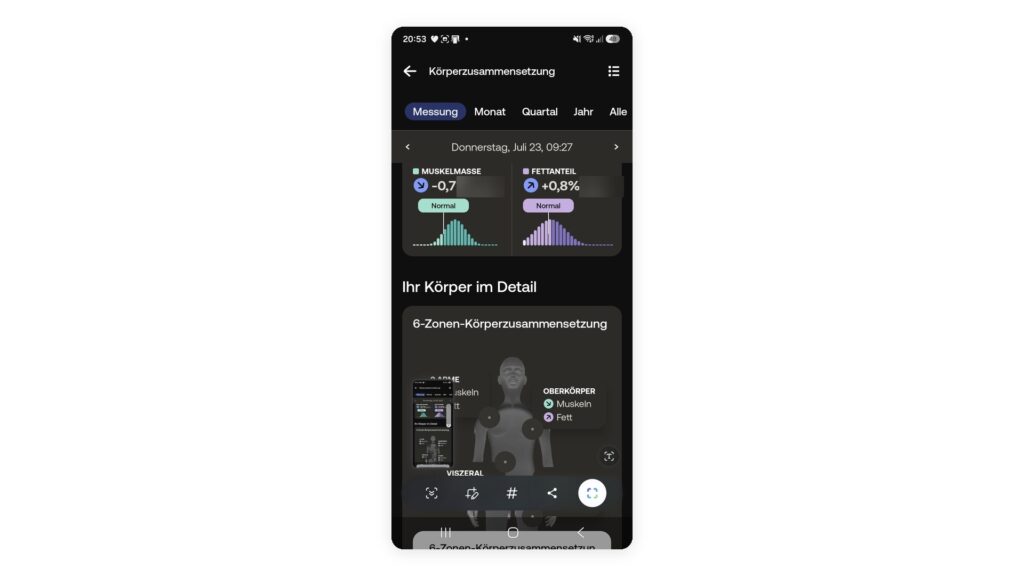 Withings BodyScan 2 Griff Körperzusammensetzung