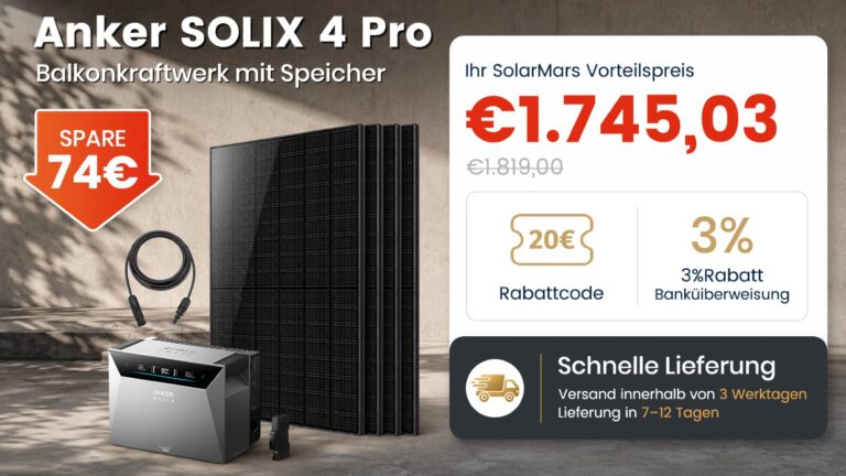 Verrückter Dreifach Rabatt + Smart Meter gratis: Anker SOLIX Solarbank 4 E5000 Pro jetzt ab 1.745 €