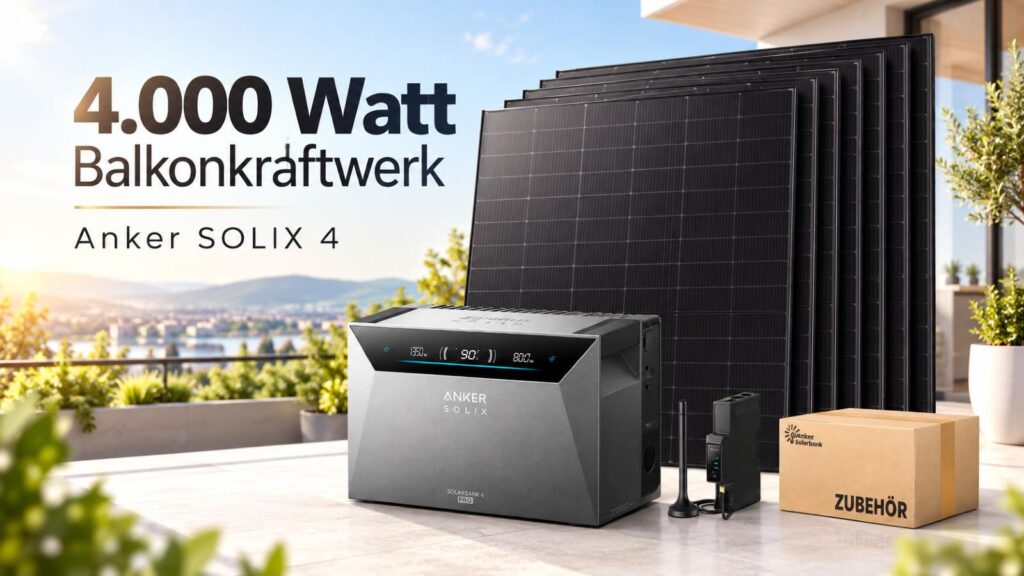 4.000-Watt-Balkonkraftwerk mit Anker SOLIX 4: Regeln, Ertrag & Deal