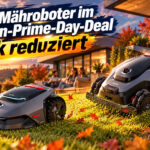 Zwei Mähroboter, ein freier Nachmittag: Der MOVA LiDAX Ultra 1200 und der LiDAX Ultra 2000 AWD übernehmen den Rasen, während die Familie den Herbst im Garten genießt.