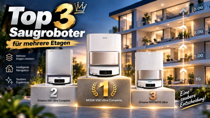 Mova V50 vs. Dreame X50 vs. MATRIX10: Welcher Saugroboter für mehrere Etagen gewinnt 2026?