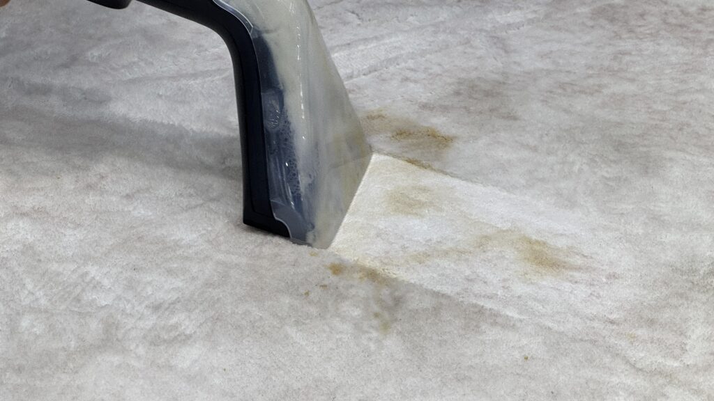 Mit dem Reinigungsmittel vorbehandeln, eine Minute warten und einfach absaugen - der Tineco CARPET ONE Steam ist ein Segen für Polstermöbel und Teppiche.