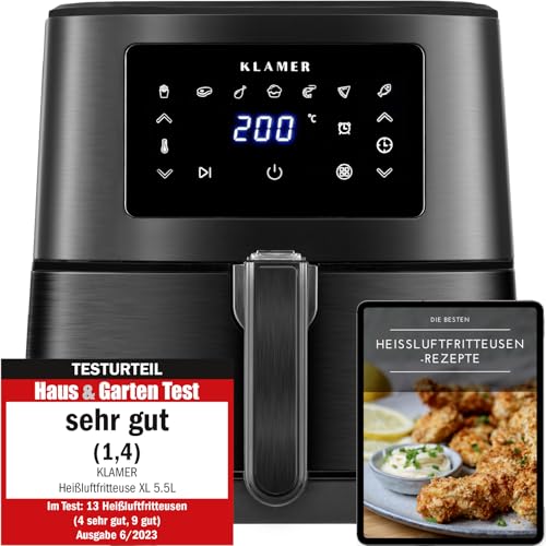KLAMER Heißluftfritteuse XXL 5,5 l