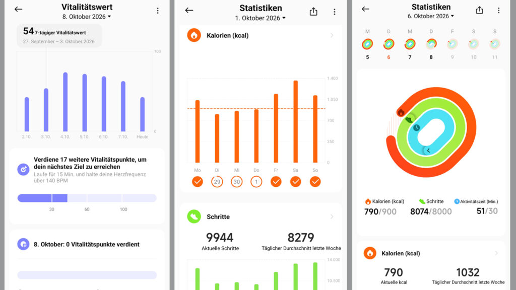 fitness-statistiken-mi-band-10 Alle Grafiken bewerten wir bei diesem Fitnesstracker als sehr übersichtlich